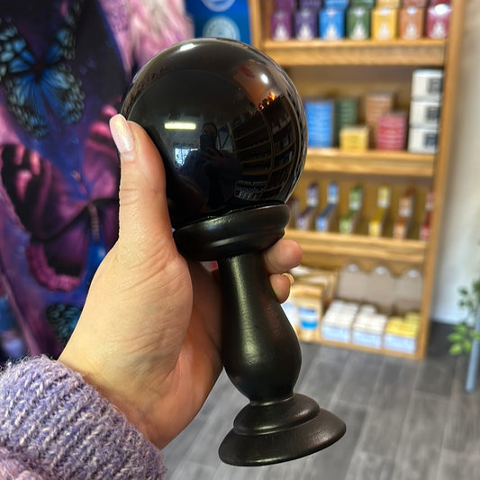 Small Black Crystal Ball With Stand