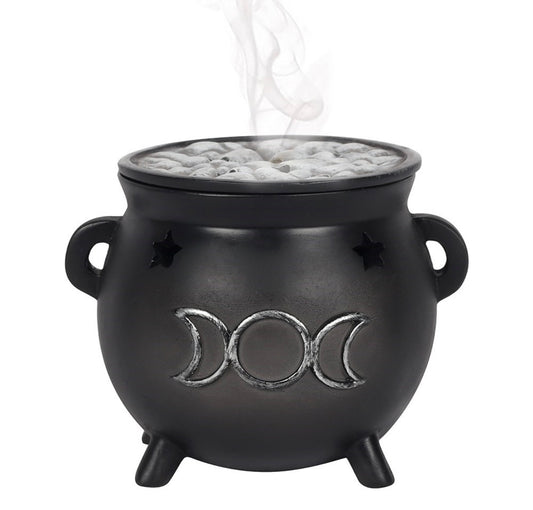 Triple Moon Cauldron Incense Cone Burner