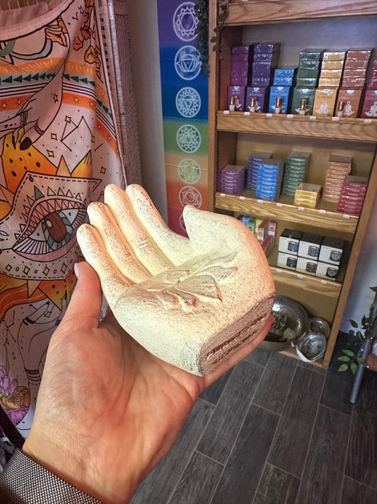 Cleansing Cream Hand Stone Incense Holder