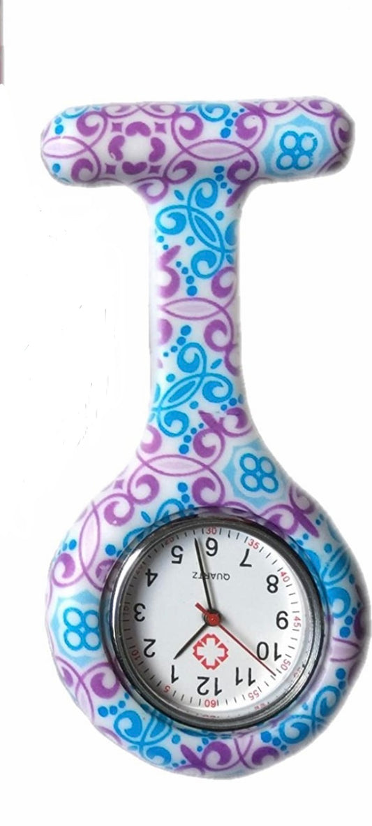 Purple And Blue Round Fob Watch